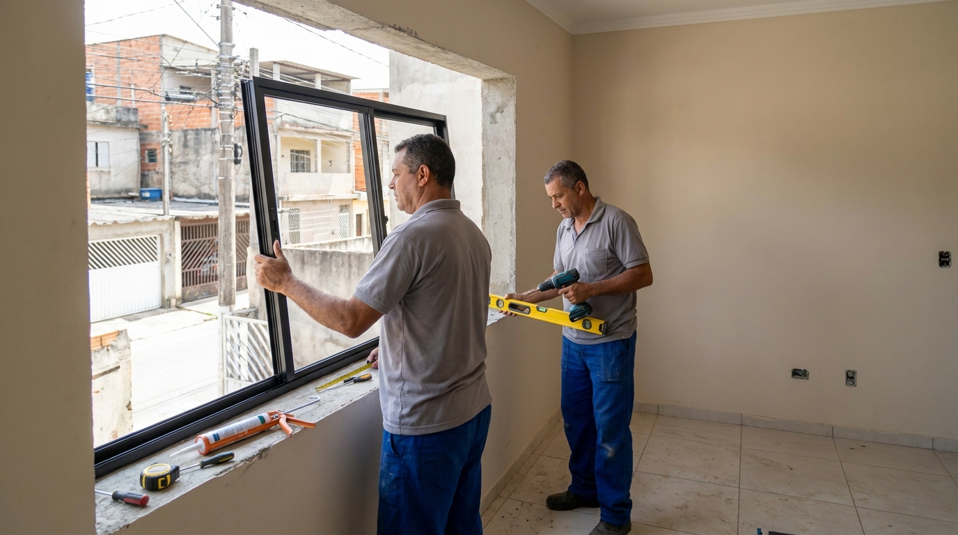 Esquadria de alumínio com vista para rua em Canoas-RS